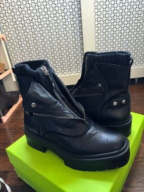 Sam Edelman Black Platform Ankle Boots with Side Zip